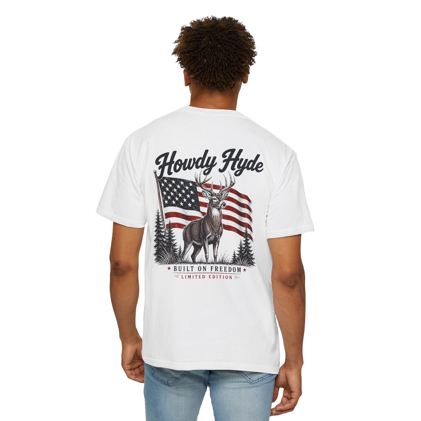 Howdy Hyde Deer T-Shirt — American Flag Patriotic Graphic Tee